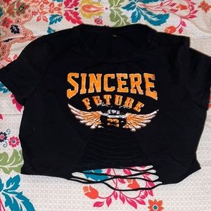 Black cropped shirt size 3x